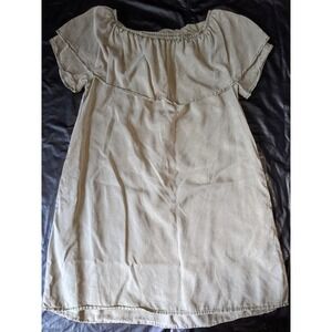 Sanctuary Off The Shoulder Ruffle Dress Taupe Olive Green Tencel Size M